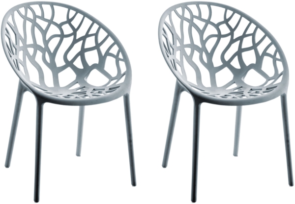 CLP 2er Set Gartenstuhl Hope, Modernes Design, Wetterfest, Stapelbar, Mit Armlehnen,grau