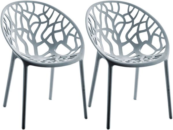 CLP 2er Set Gartenstühle Hope mit Lehne stapelbar wetterfest UV-beständig bis 150 kg,grau