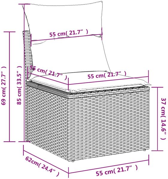 vidaXL 6-tlg. Garten-Sofagarnitur mit Kissen Braun Poly Rattan 3221342 Bild 10