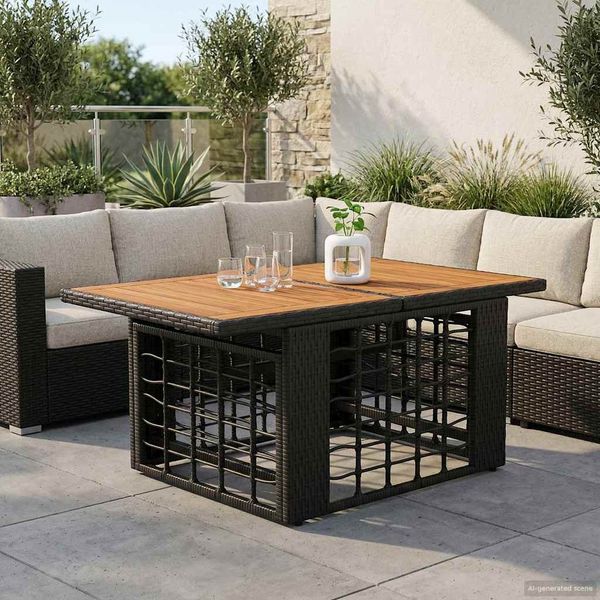 vidaXL Gartentisch Schwarz und Natur 100 x 55 x 37 cm 42035141