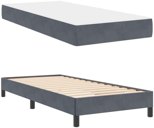 vidaXL Boxspringbett mit Matratze Dunkelgrau 90 x 190 cm Stoff 3398660 Bild 4