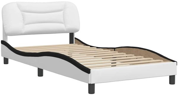 Einzelbettgestell Design für Erwachsene ohne Matratze Weiß und Schwarz 100x200 cm Kunstleder d5150e Bild 3