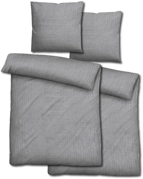Doppelpack Sleezzz® Musselin Bettwäsche grau 155 x 220 cm + 80 x 80 cm