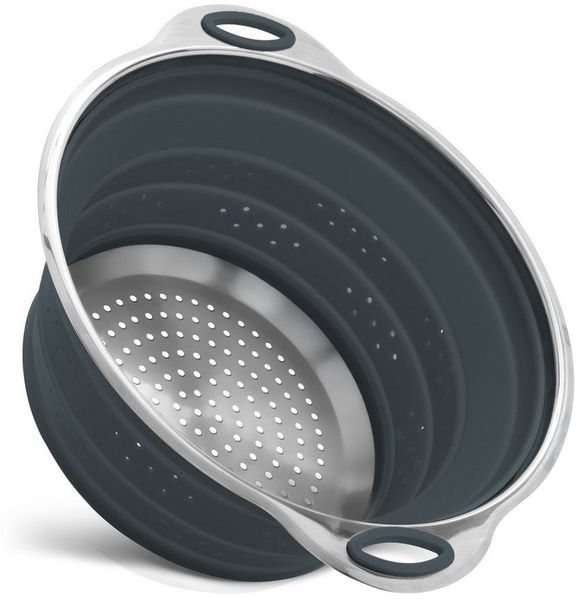 Camolo Nudelsieb Abtropfsieb Sieb Küchensieb Faltbar Klappbar, Silikon, Edelstahl