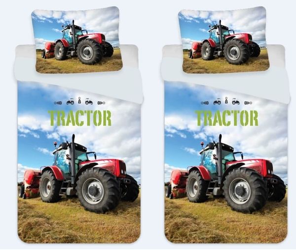 BrandMac Bettwäsche Traktor Trecker - Partner-Bettwäsche für 2 Personen, 135x200 & 80x80, Baumwolle, 100% Baumwolle