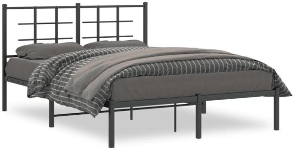 vidaXL Bettgestell mit Kopfteil Metall Schwarz 140x190 cm 355561