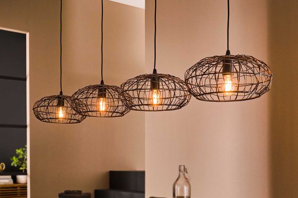 KAWOLA Hängeleuchte LIMEIRA Hängelampe 4-flammig Metall schwarz 150 x 34 x 170 cm