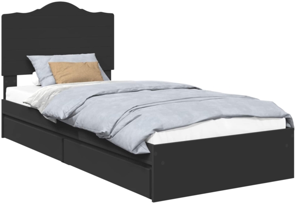 vidaXL Aufbewahrungsbett Schwarz 75x190 cm Holzwerkstoff 3413556