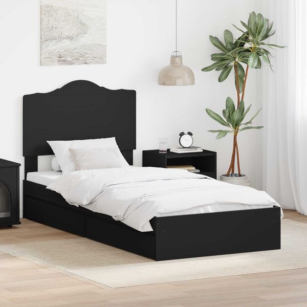vidaXL Aufbewahrungsbett Verstellbar Schwarz 70 x 190 cm Holzwerkstoff 3413556