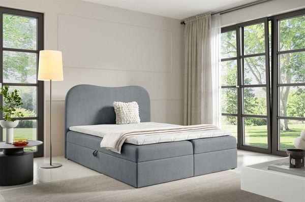 Boxspringbett Schlafzimmerbett DARLIN 120x220cm Stoff Gerra Grau