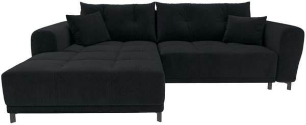 99rooms Massimo Ecksofa Cordstoff POSO Schwarz mit Schlaffunktion Links