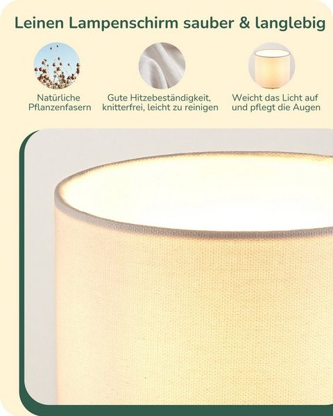 EDISHINE Nachttischlampe Dekolampe H29 cm mit Metallfuß, LED wechselbar, 2700 K Warmweiß, Vintage Tischleuchte mit E14 Leuchtmittel, für Fensterbank, Geschenk