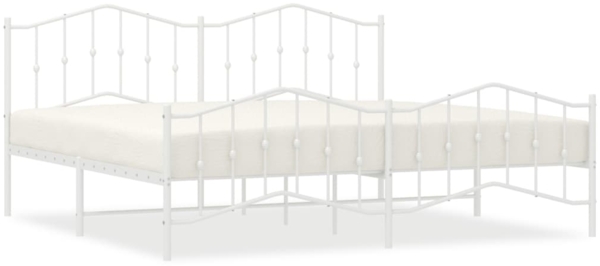 vidaXL Bettgestell mit Kopf- und Fußteil Metall Weiß 193x203 cm 373862