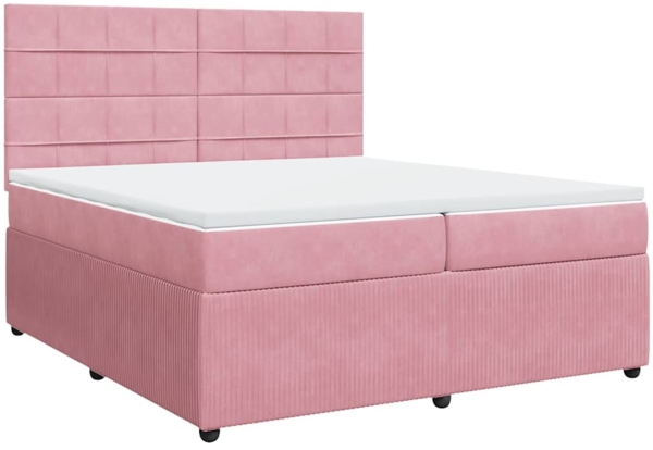 vidaXL Boxspringbett mit Matratze Rosa 200x200 cm Samt 3292435