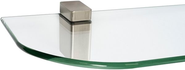 ib style Wandregal Glasregal 6mm klar 90 x 20 cm + Clip CONO Edelstahloptik, Glasboden aus ESG-Sicherheitsglas - Wandregal