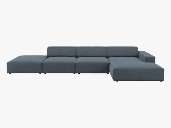 Micadoni Ecksofa Jodie 5-Sitzer Rechts Strukturierter Stoff Megan Blau