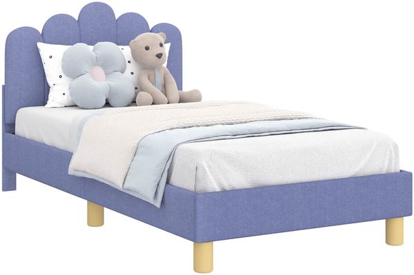 vidaXL Kinderbettgestell mit Kopfteil Jeans blau 80 x 160 cm Stoff 42011048 Bild 2