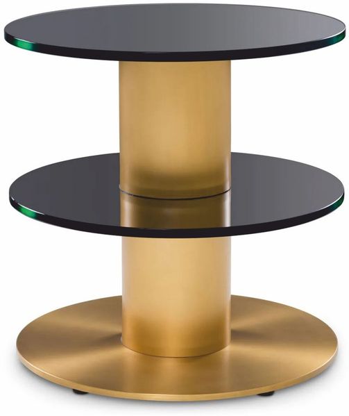 Casa Padrino Luxus Beistelltisch Messing / Schwarz H. 55,5 cm - Wohnzimmer Möbel