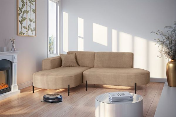 Ecksofa Designersofa VALENCIA XS in Stoff Noel Beige Ottomane Links