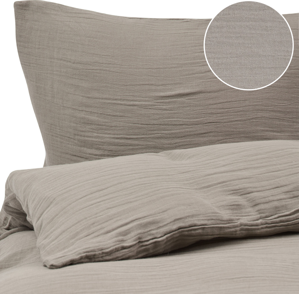 Bettwäsche-Set SUMNER Baumwollmusselin 220 x 240 cm Taupe