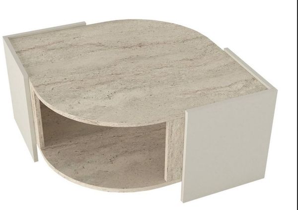 ibonto COUCHTISCH 75x75 cm Beige mit Granitoptik Wohnzimmertisch (H 40 x T 75 x B 75 cm)