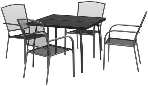 vidaXL Garten Essgruppe 5-TLG. Tisch 4 Stühle Anthrazit Stahl