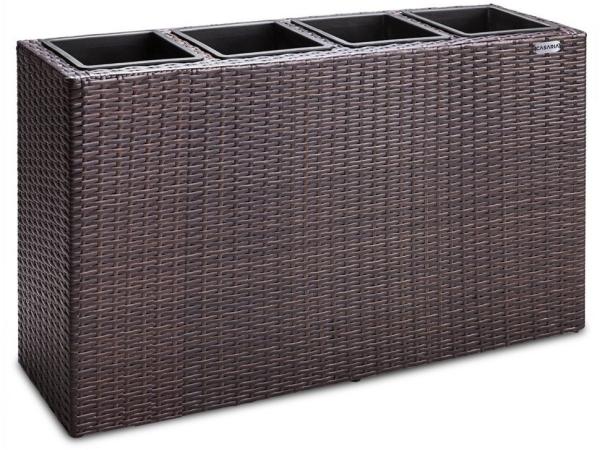 Casaria Pflanzkübel, 4 Innentöpfe Herausnehmbar Polyrattan 95x27x60cm Blumentopf Braun