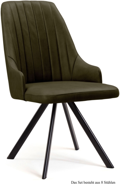 Esszimmerstuhl drehbar (8er-Set) Devyn 52 x 91 x 60 Schwarz/Khaki