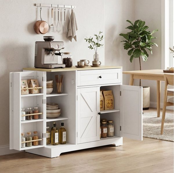 HOMCOM Sideboard Buffetschrank mit Schublade (Buffetschrank, 1 St, Aufbewahrungsschrank), 100 x 40 x 81 cm Weiß