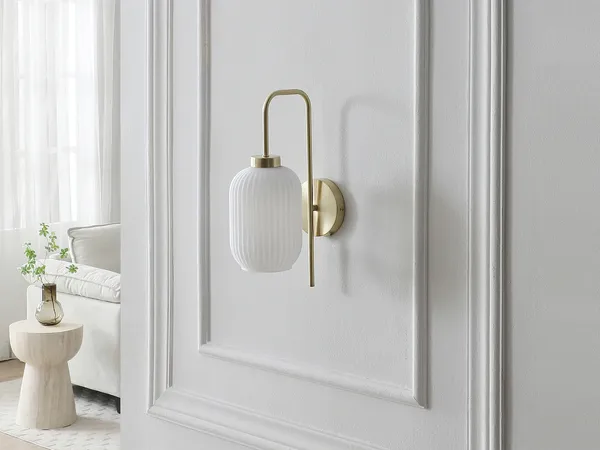 Vente-unique - LOUXOR Wall light Metall WeißGold - B 14 cm x H 41 cm x L 25 cm