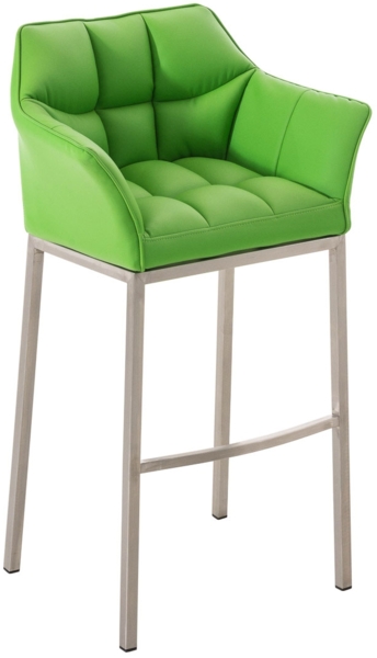 CLP Barhocker Damaso Kunstleder mit Vierfußgestell aus Metall bis 240 kg belastbar,grün edelstahl