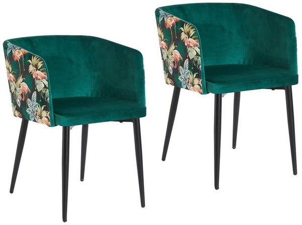 HTI-Living Esszimmerstuhl Stuhl Destin Flamingo (Set, 2 St), Esszimmerstuhl Armlehnenstuhl Samt Muster