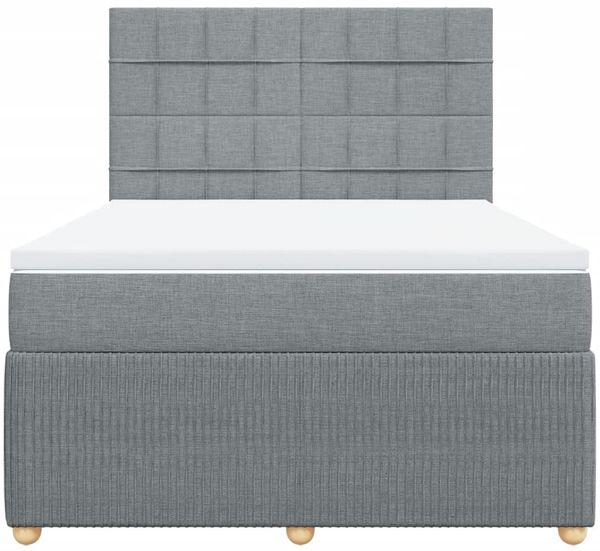 vidaXL Boxspringbett mit Matratze Hellgrau 140x200 cm Stoff 3294379 Bild 6