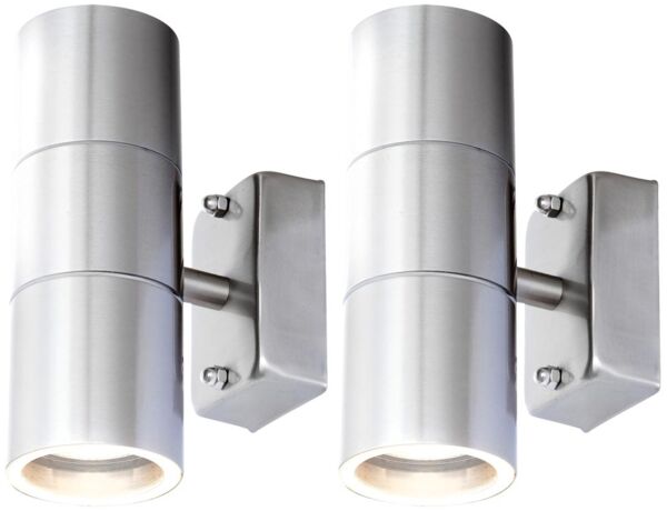 2er Set LED Wandleuchten aus Edelstahl für Ihre Terrasse