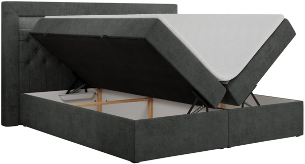 Boxspringbett - Doppelbett mit Multipocket-Matratze und LED - GOLD-6 - 200x200cm - Dunkelgrau Stoff - H3 Bild 4