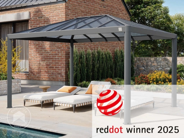 PRIMEYARD Gartenpavillon 3x4 m mit Polycarbonatdach - Hardtop Pavillon ohne Seitenteile