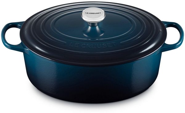 LE CREUSET Bräter Bräter Signature oval nuit 33cm, Emailliertes Gusseisen