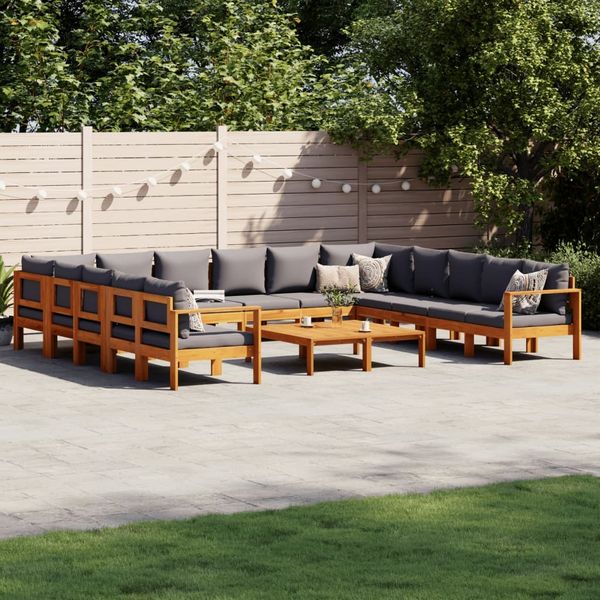 vidaXL 10-tlg. Garten-Sofagarnitur mit Kissen Massivholz Akazie 3214868