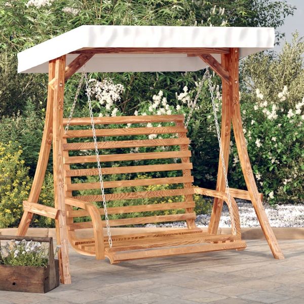 vidaXL Hollywoodschaukel mit Dach Massivholz Fichte mit Teak-Finish 3200627