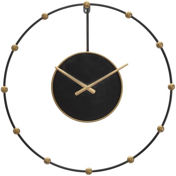 Natur24 Wanduhr Wanduhr Orologio 61 x 61 x 4.5 cm Metall Schwarz Gold