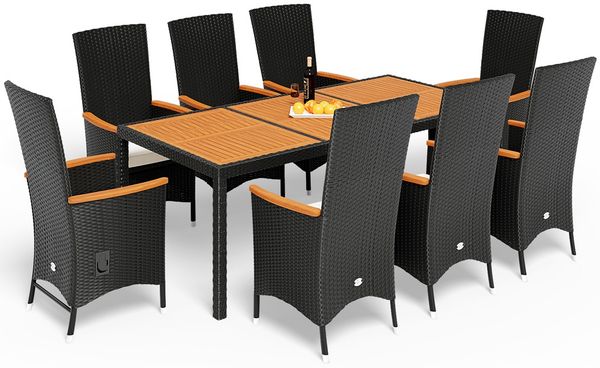 CASARIA® Gartenmöbel Set 8 Stühle inkl. 7cm Auflagen mit Tisch