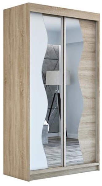 Schwebetürenschrank RIMA 2-türig Schrank 120 cm (mit Spiegel) Farbe: Sonoma , weiß