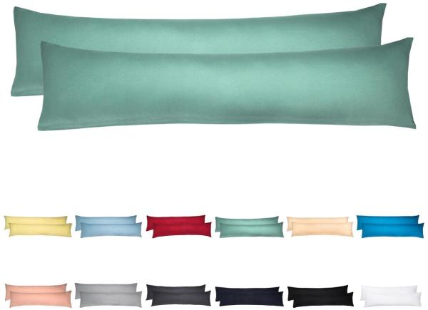 Livessa Seitenschläferkissen Bezug 40x145 (2er Set) - Verdeckter Reißverschluss an der Langen Seite,%100 Baumwolle Jersey Stoff, Oeko-Tex Zertifiziert, Ultra weich und atmungsaktiv Bild 1