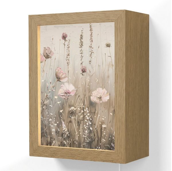 OnlyWow Wandleuchte Lightbox Blumen - Rosa - Modern - Beige, Dimmbar, Farbwechsel, LED, Warmweiß, Kaltweiß, Neutralweiß Einstellbar, Wandlampe Innen, Dimmbar, mit Kabel, LED, Beleuchtung, Wohnzimmer