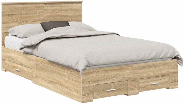 vidaXL Bettrahmen mit Kopfteil Sonoma-Eiche 120x190 cm Holzwerkstoff 3410924