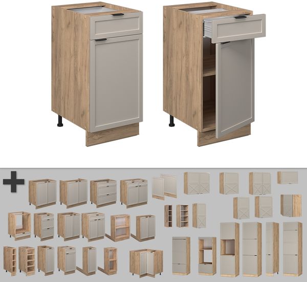 Küchenunterschrank Fame-Line GrauBeige 40 cm ohne Arbeitsplatte Vicco Bild 5