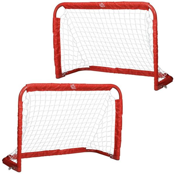 HOMCOM Fußballtor Fußballnetz (Fußballnetz, 2 St, inkl. Heringe und Werkzeug), Garten, 90 x 36 x 60 cm, Rot