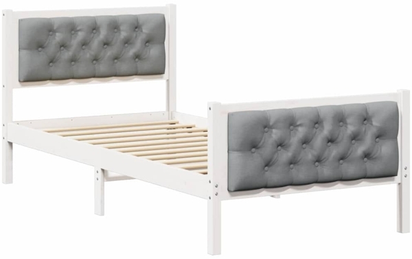 vidaXL Bettrahmen Hellgrau 90 x 200 cm Massives Kiefernholz 878428