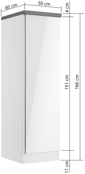 Vorratsschrank 50 cm in Hochglanz weiß, Arbeitsplatte Betonoptik MARSEILLE-03 Bild 7