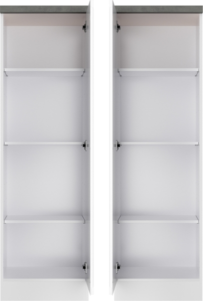 Vorratsschrank 50 cm in Hochglanz weiß, Arbeitsplatte Betonoptik MARSEILLE-03 Bild 2